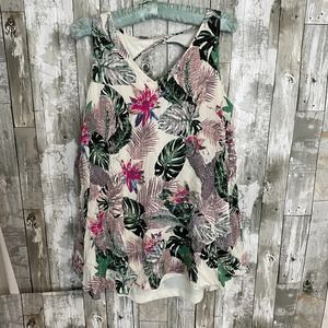 Entro sleeveless monstera  floral top S